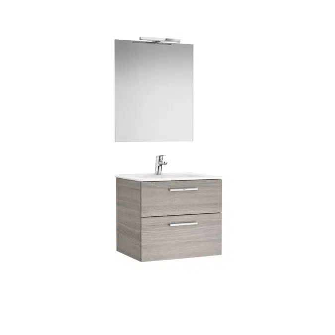VICTORIA BASIC Pack 605 (base unit with two drawers, basin, mirror and LED wall light)