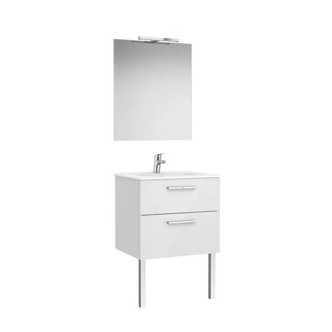VICTORIA BASIC Pack 605 (base unit with two drawers, basin, mirror and LED wall light)