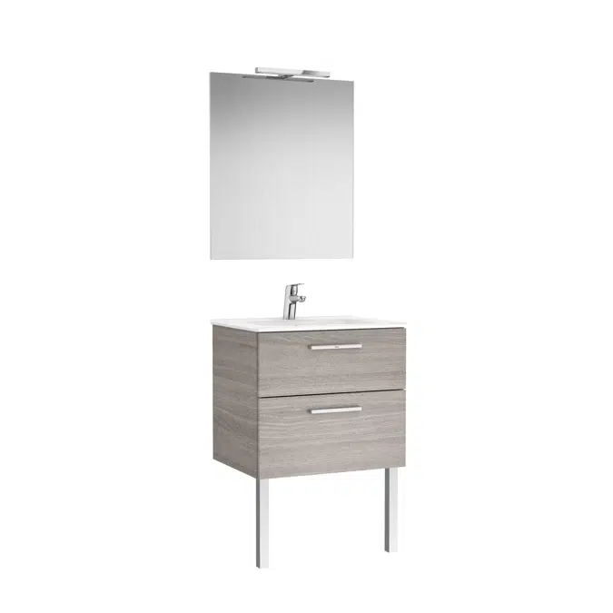 VICTORIA BASIC Pack 605 (base unit with two drawers, basin, mirror and LED wall light)