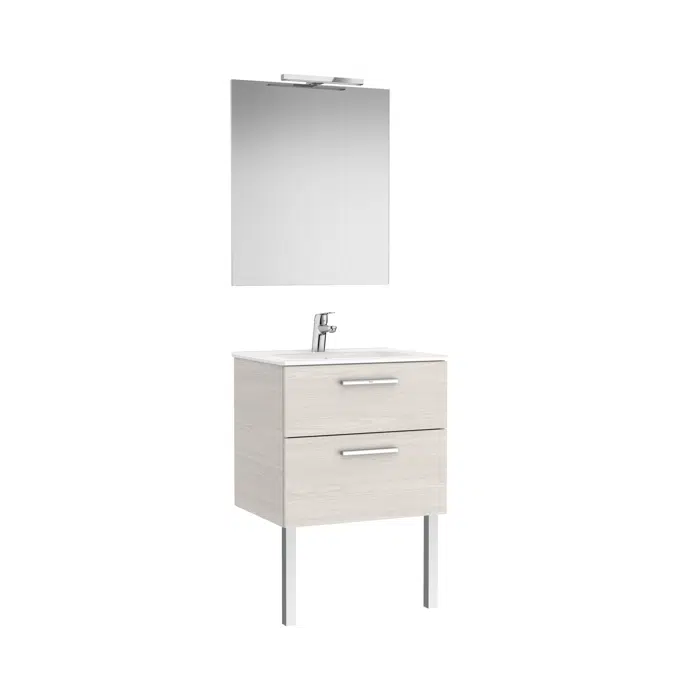 VICTORIA BASIC Pack 605 (base unit with two drawers, basin, mirror and LED wall light)