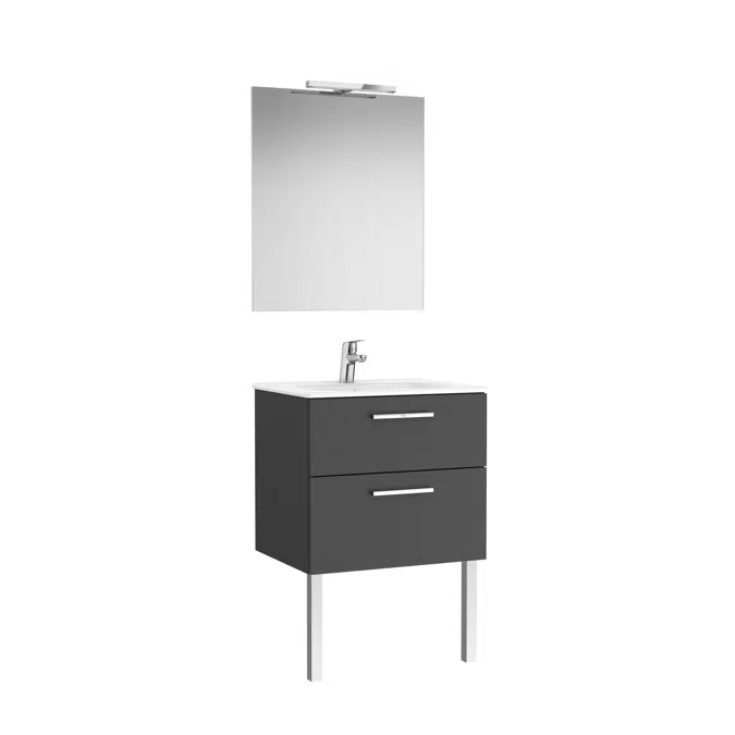 VICTORIA BASIC Pack 605 (base unit with two drawers, basin, mirror and LED wall light)