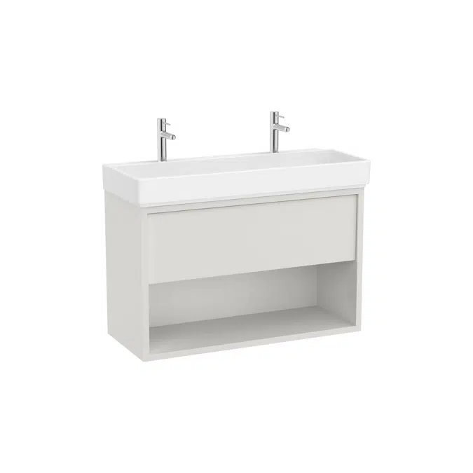 Tura Unik (Compact base unit with one drawer, bottom shelf and centered basin)