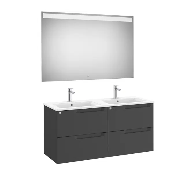 Aleyda Pack (base unit with 4 drawers, double bowl basin and LED mirror)