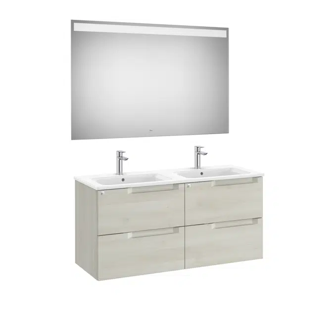 Aleyda Pack (base unit with 4 drawers, double bowl basin and LED mirror)