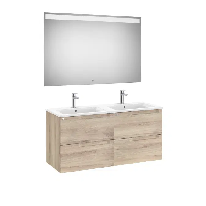 Aleyda Pack (base unit with 4 drawers, double bowl basin and LED mirror)
