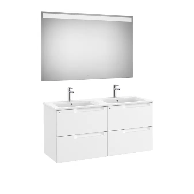 Aleyda Pack (base unit with 4 drawers, double bowl basin and LED mirror)