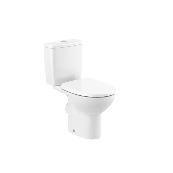 Victoria Ceramics close-coupled Roca Rimless® WC with horizontal outlet