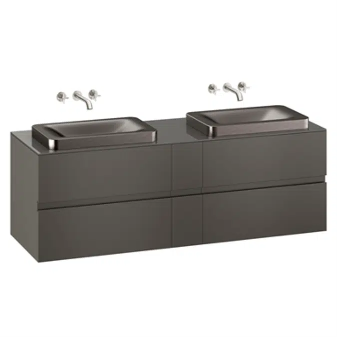 ARMANI - BAIA 1800 mm wall-hung furniture for 2 over countertop washbasins and wall-mounted basin mixers