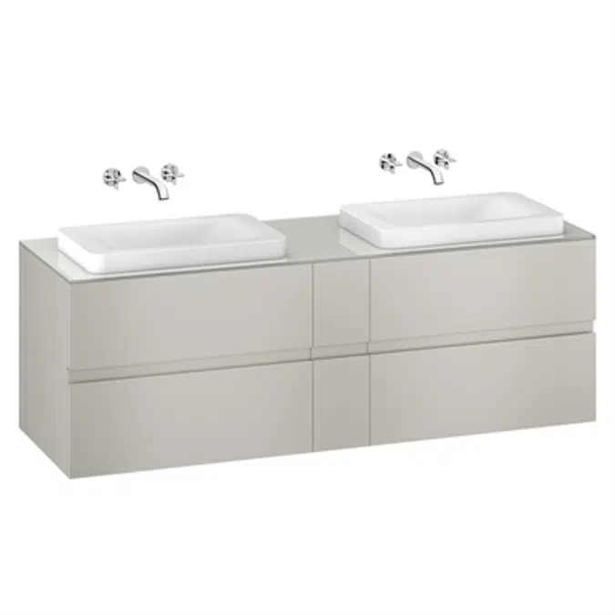 ARMANI - BAIA 1800 mm wall-hung furniture for 2 over countertop washbasins and wall-mounted basin mixers