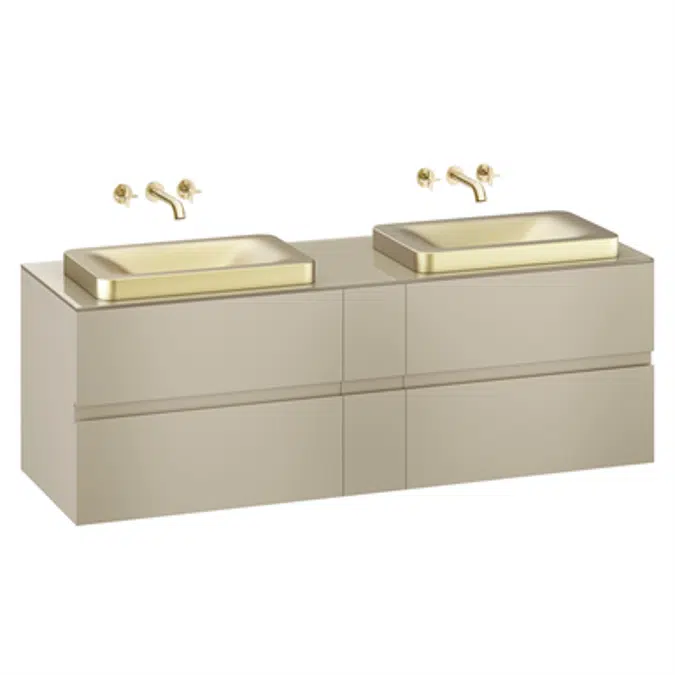 ARMANI - BAIA 1800 mm wall-hung furniture for 2 over countertop washbasins and wall-mounted basin mixers