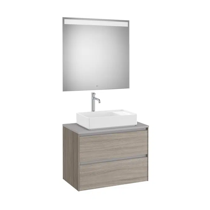 ONA Pack (base unit for over countertop centered basin with two drawers and LED mirror)