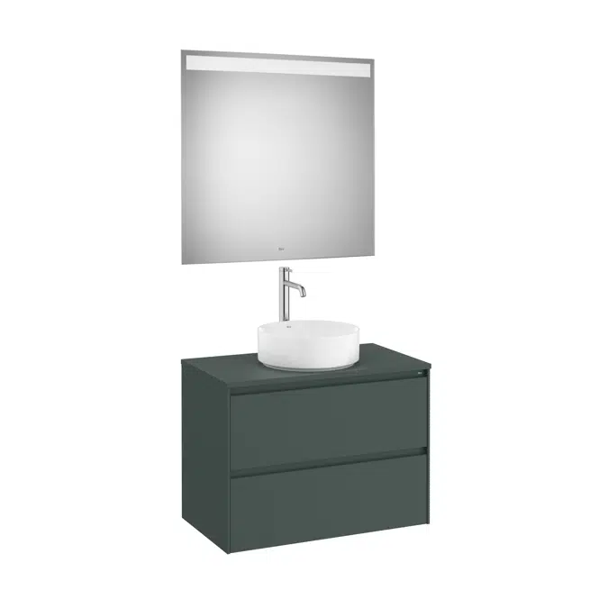 ONA Pack (base unit for over countertop centered basin with two drawers and LED mirror)