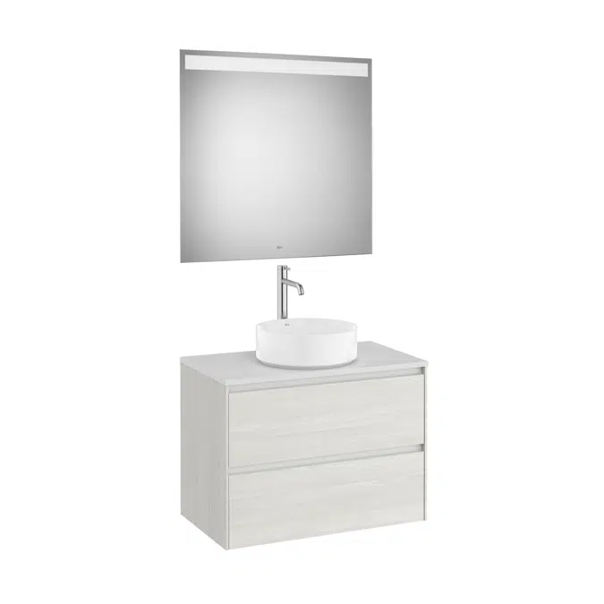 ONA Pack (base unit for over countertop centered basin with two drawers and LED mirror)