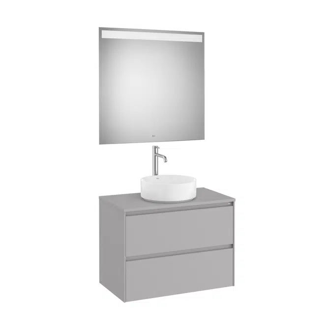 ONA Pack (base unit for over countertop centered basin with two drawers and LED mirror)