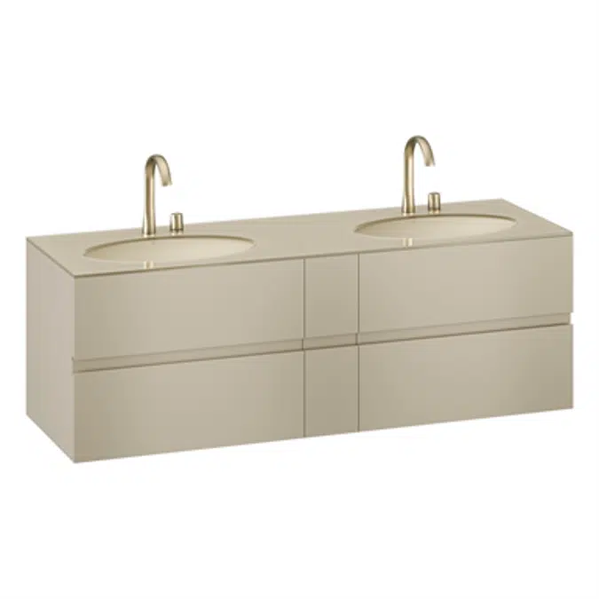 ARMANI - ISLAND 1800mm wall-hung furniture for 2 under-counter washbasins and deck-mounted basin mixers