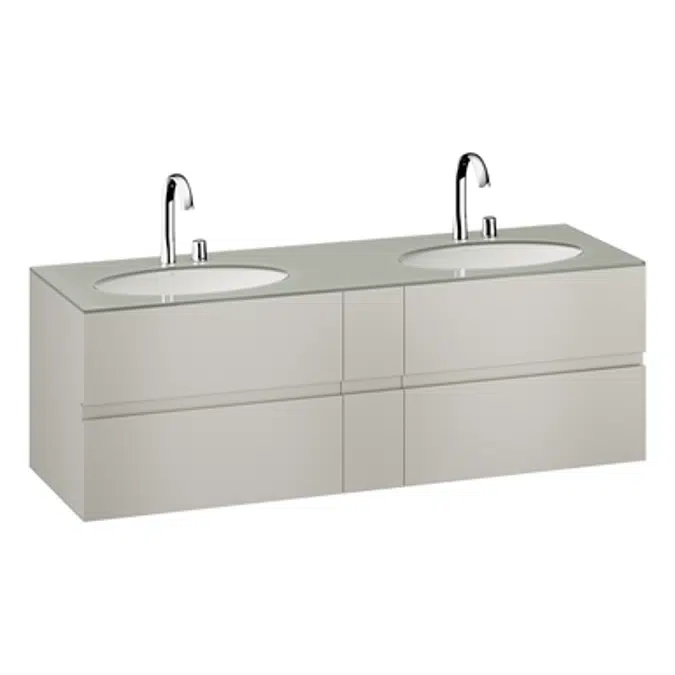 ARMANI - ISLAND 1800mm wall-hung furniture for 2 under-counter washbasins and deck-mounted basin mixers