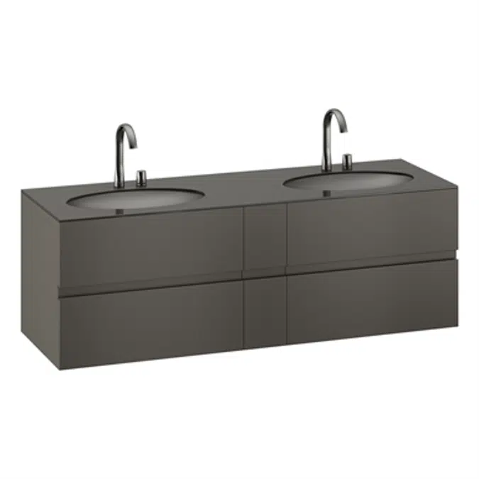 ARMANI - ISLAND 1800mm wall-hung furniture for 2 under-counter washbasins and deck-mounted basin mixers