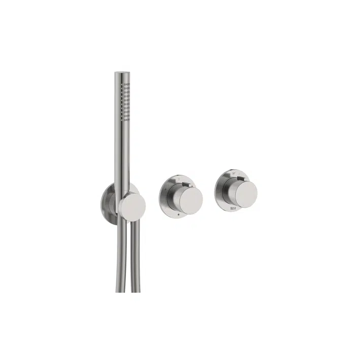 T-Multi Built-in thermostatic shower mixer (3 ways) with  stick hand-shower, swivel wall bracket and 1.70 m PVC shower flexible hose