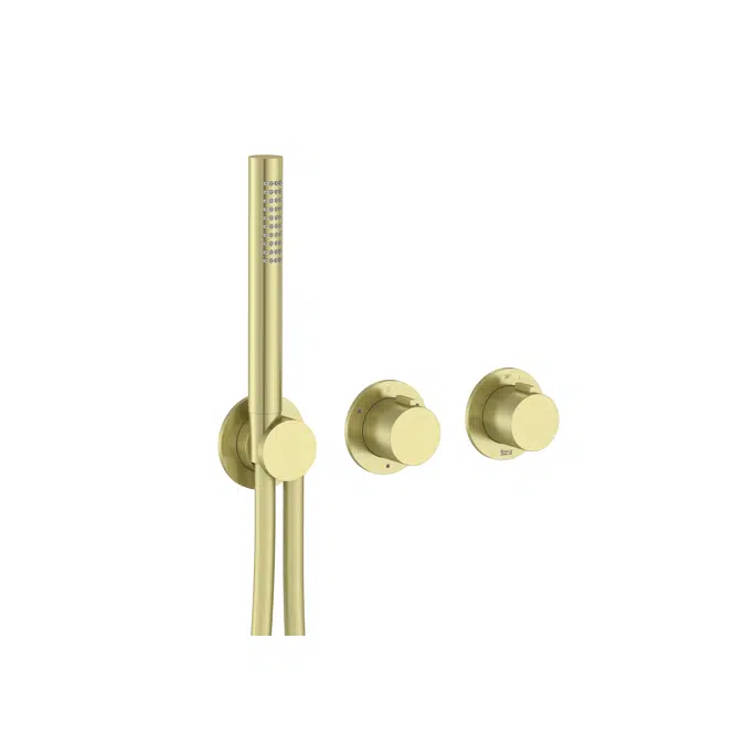 T-Multi Built-in thermostatic shower mixer (3 ways) with  stick hand-shower, swivel wall bracket and 1.70 m PVC shower flexible hose