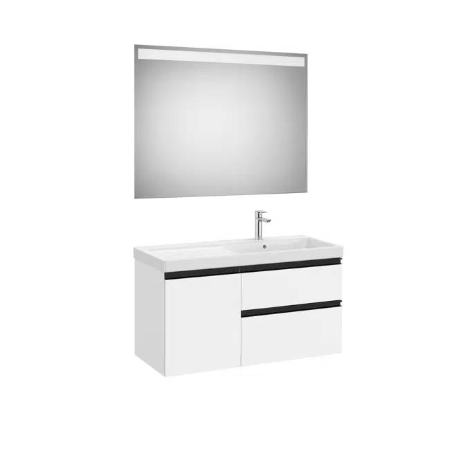 The Gap Pack (base unit with two drawers, one door, basin on the right and Eidos LED mirror)
