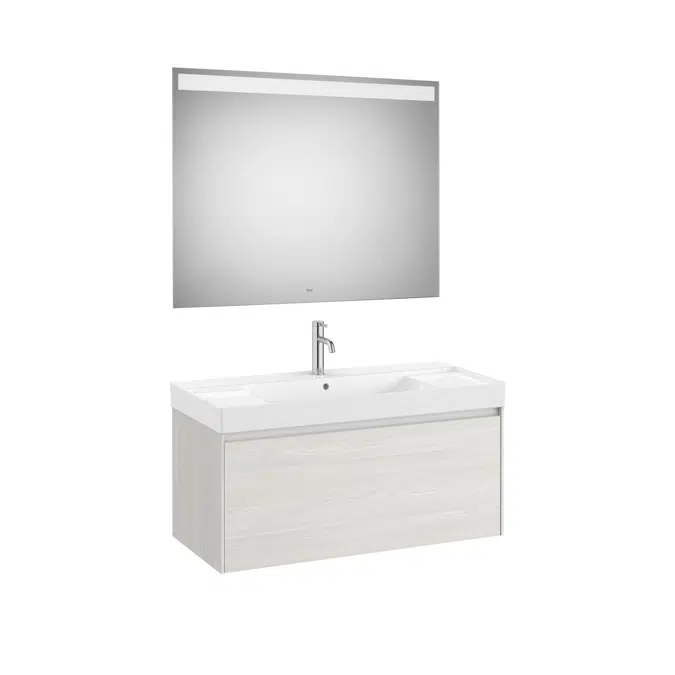 ONA Pack (base unit with one drawer, centered basin and LED mirror)