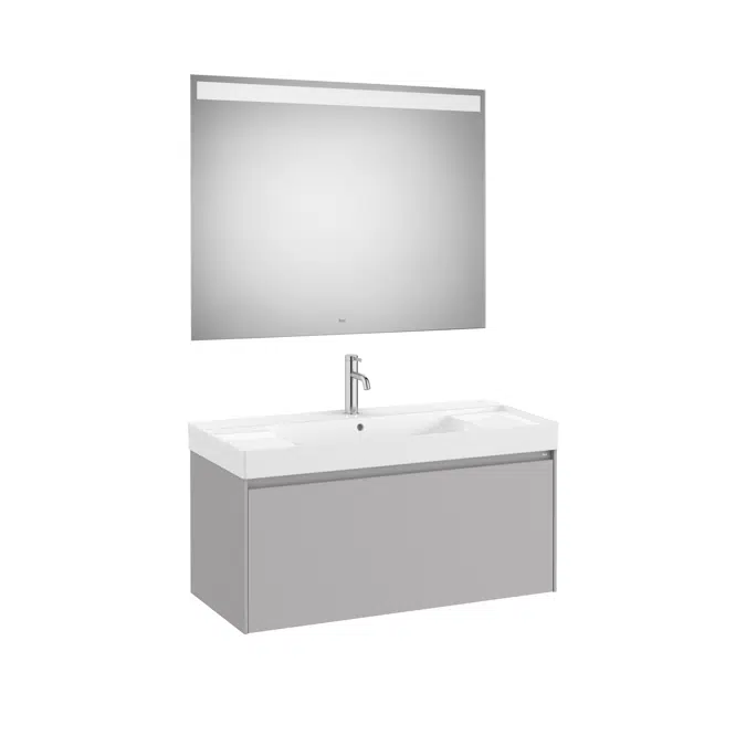 ONA Pack (base unit with one drawer, centered basin and LED mirror)