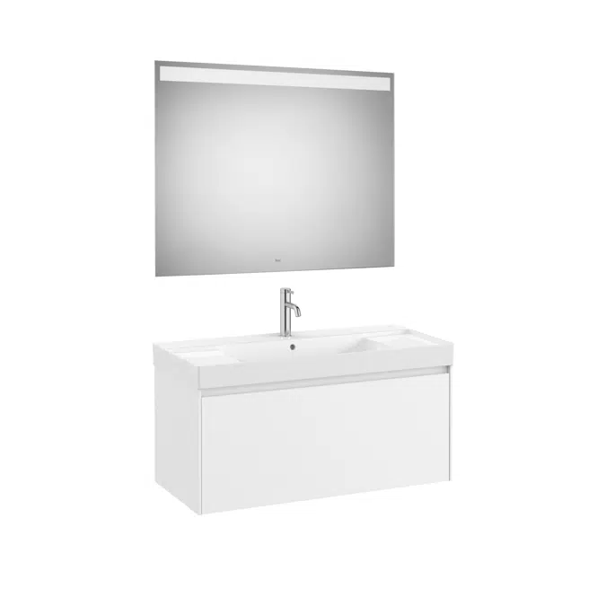 ONA Pack (base unit with one drawer, centered basin and LED mirror)