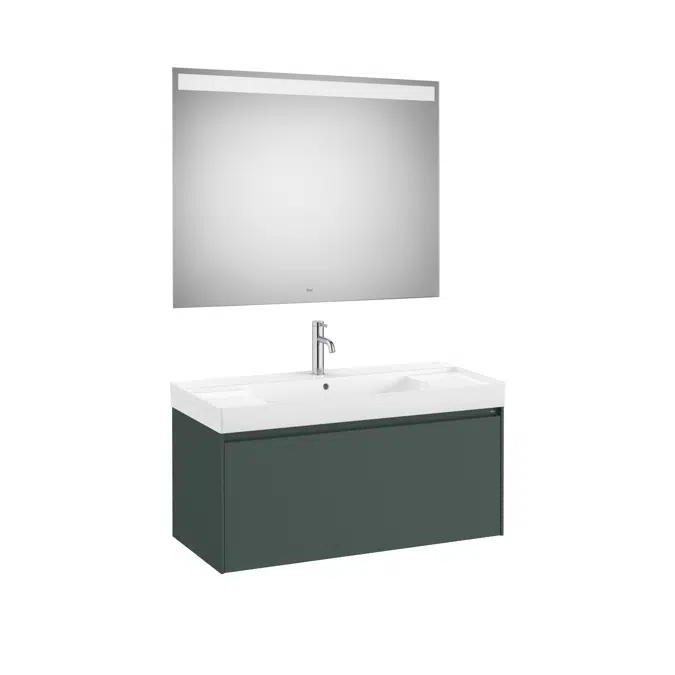 ONA Pack (base unit with one drawer, centered basin and LED mirror)