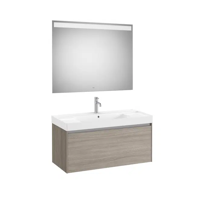 ONA Pack (base unit with one drawer, centered basin and LED mirror)
