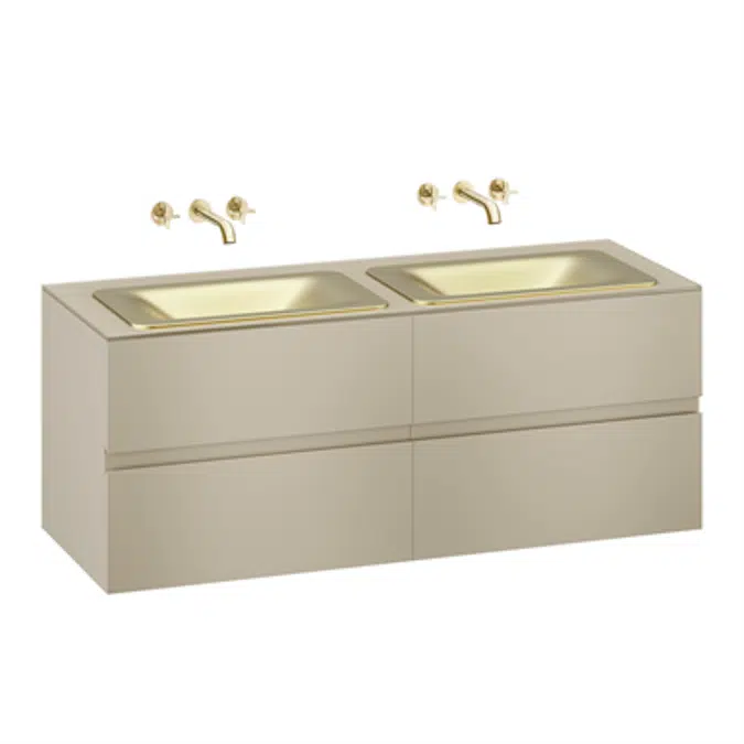 ARMANI - BAIA Meuble mural de 1550 mm pour vasques à encastrer et mitigeurs muraux de lavabo