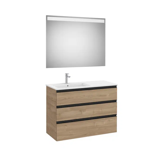 THE GAP 1005 Pack  (base unit 3 drawers, left hand basin and LED mirror)