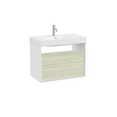 Meridian Base unit with two drawers and open shelf for basin图像