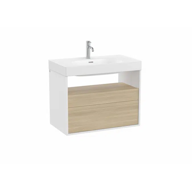 Meridian Base unit with two drawers and open shelf for basin