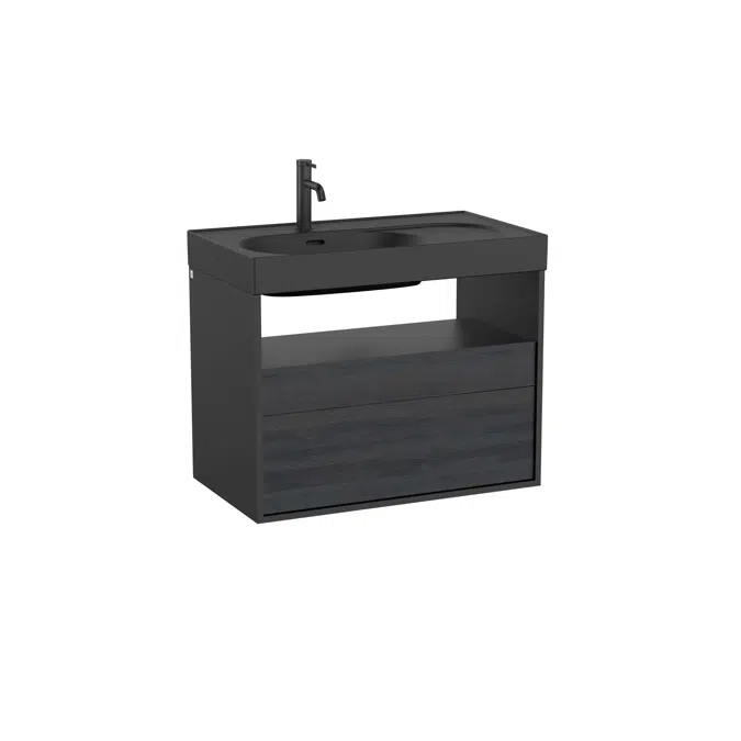 Meridian Base unit with two drawers and open shelf for basin
