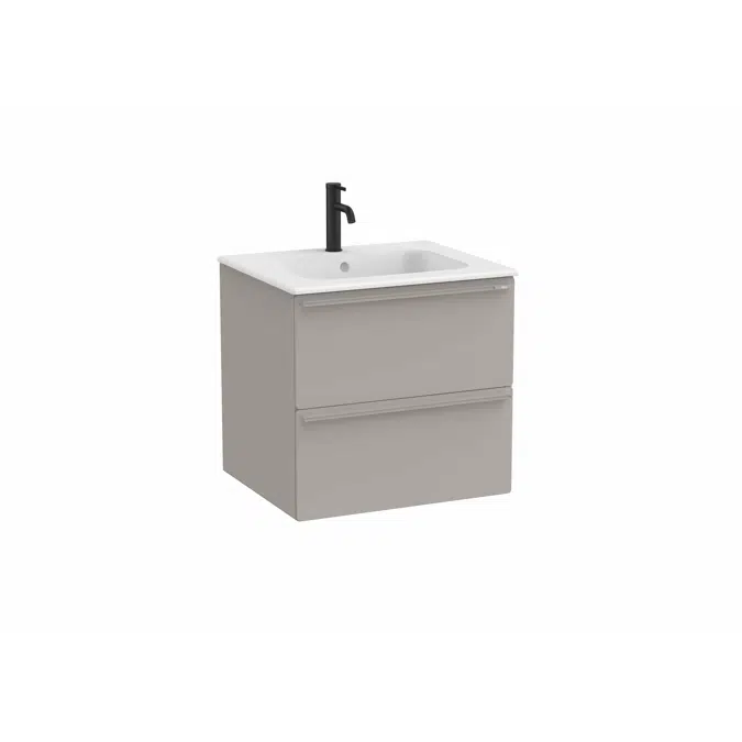 Volia - Unik - Base unit with two drawers and ceramic basin in matt white finish