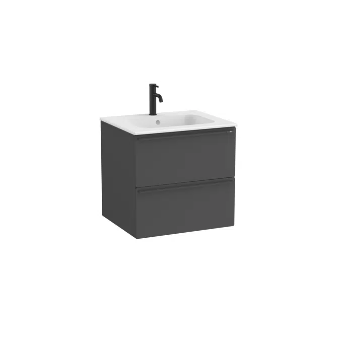 Volia - Unik - Base unit with two drawers and ceramic basin in matt white finish