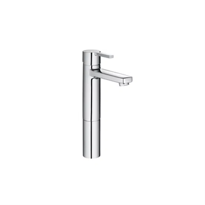 NAIA Smooth body high-neck basin mixer w/ click clack waste, Cold Start