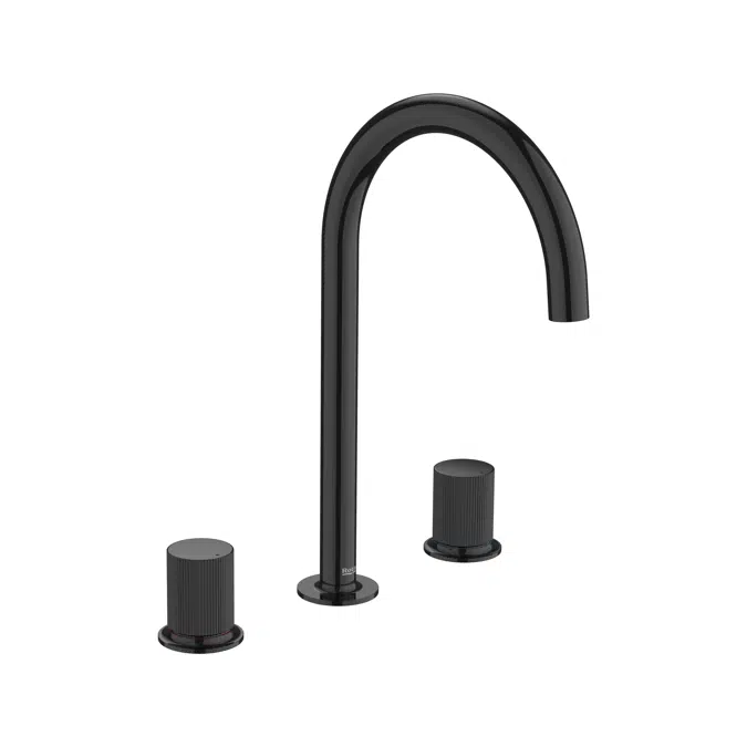 Nu  Twin-lever basin mixer with deck-mounted lateral handles - 3 holes - and Stripes handle  L-SIZE