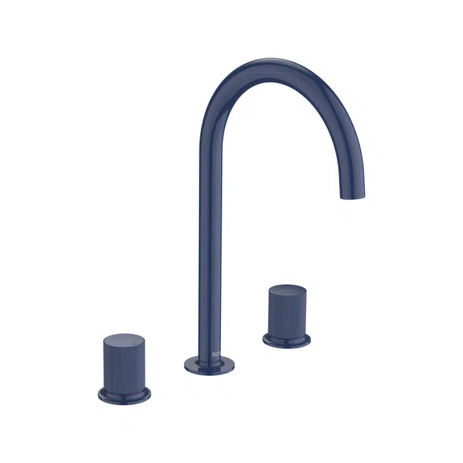 Nu  Twin-lever basin mixer with deck-mounted lateral handles - 3 holes - and Stripes handle  L-SIZE
