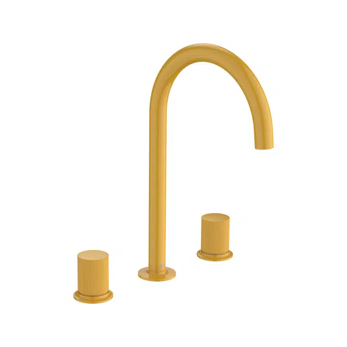 Nu  Twin-lever basin mixer with deck-mounted lateral handles - 3 holes - and Stripes handle  L-SIZE