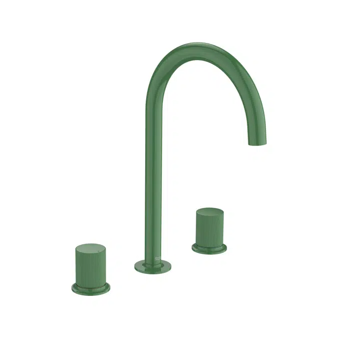 Nu  Twin-lever basin mixer with deck-mounted lateral handles - 3 holes - and Stripes handle  L-SIZE
