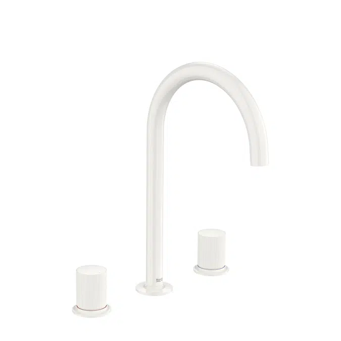 Nu  Twin-lever basin mixer with deck-mounted lateral handles - 3 holes - and Stripes handle  L-SIZE