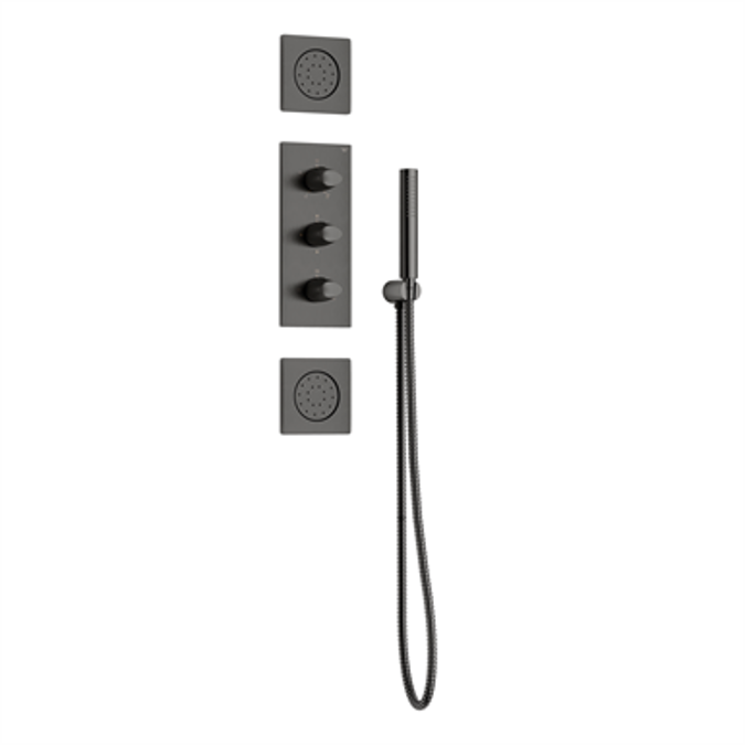 ARMANI - ISLAND Built-in 5-function thermostatic shower mixer with handshower, 1.7 m hose and 2 jets