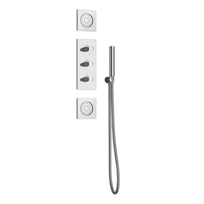 ARMANI - ISLAND Built-in 5-function thermostatic shower mixer with handshower, 1.7 m hose and 2 jets