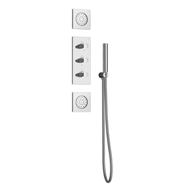 ARMANI - ISLAND Built-in 5-function thermostatic shower mixer with handshower, 1.7 m hose and 2 jets
