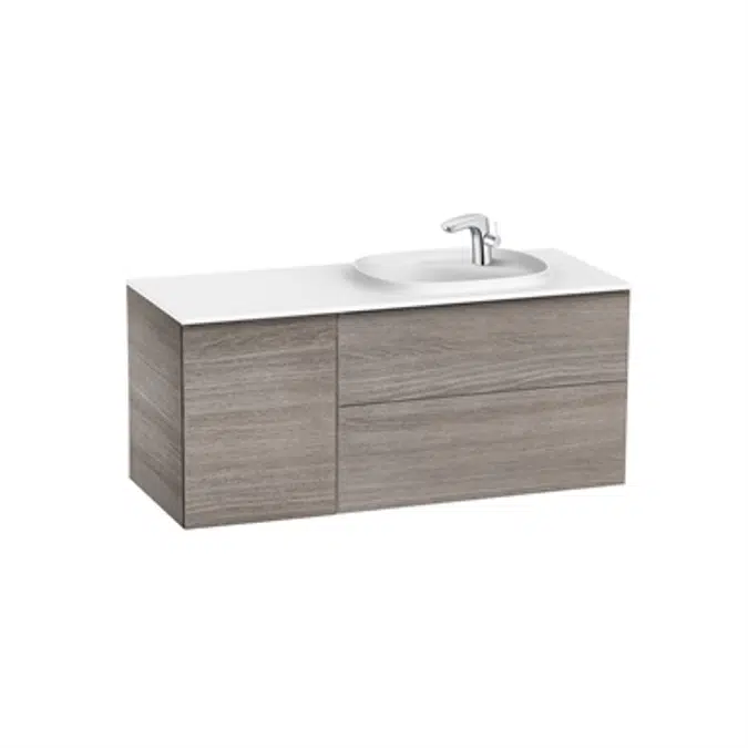 BEYOND Unik (base unit with two drawers, one door and SURFEX® basin on the right)