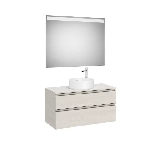 The Gap Pack (base unit with four drawers for two over countertop basins and LED mirror)