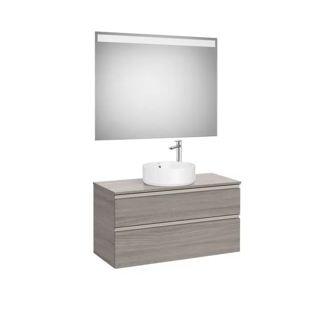 The Gap Pack (base unit with four drawers for two over countertop basins and LED mirror)