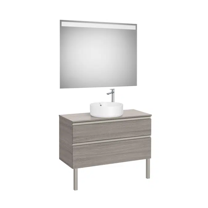 The Gap Pack (base unit with four drawers for two over countertop basins and LED mirror)