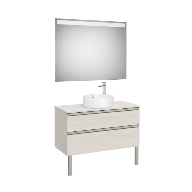 The Gap Pack (base unit with four drawers for two over countertop basins and LED mirror)